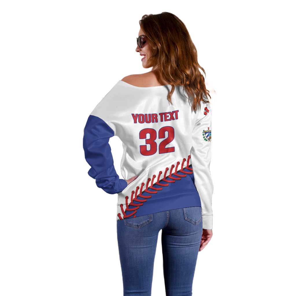 Custom Baseball Cuba 2025 Off Shoulder Sweater Cuba Powerhouse of Baseball