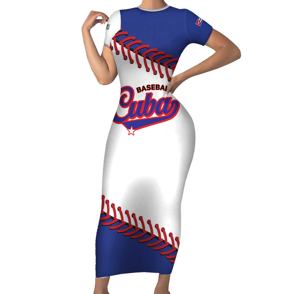Custom Baseball Cuba 2025 Short Sleeve Bodycon Dress Cuba Powerhouse of Baseball