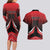 Custom Cricket Trinidad and Tobago Red Force Couples Matching Long Sleeve Bodycon Dress and Hawaiian Shirt Go Champion