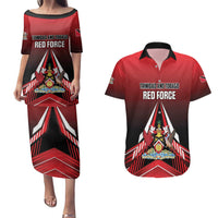 Custom Cricket Trinidad and Tobago Red Force Couples Matching Puletasi and Hawaiian Shirt Go Champion