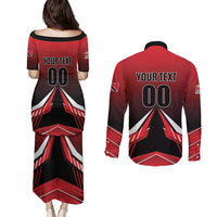 Custom Cricket Trinidad and Tobago Red Force Couples Matching Puletasi and Long Sleeve Button Shirt Go Champion