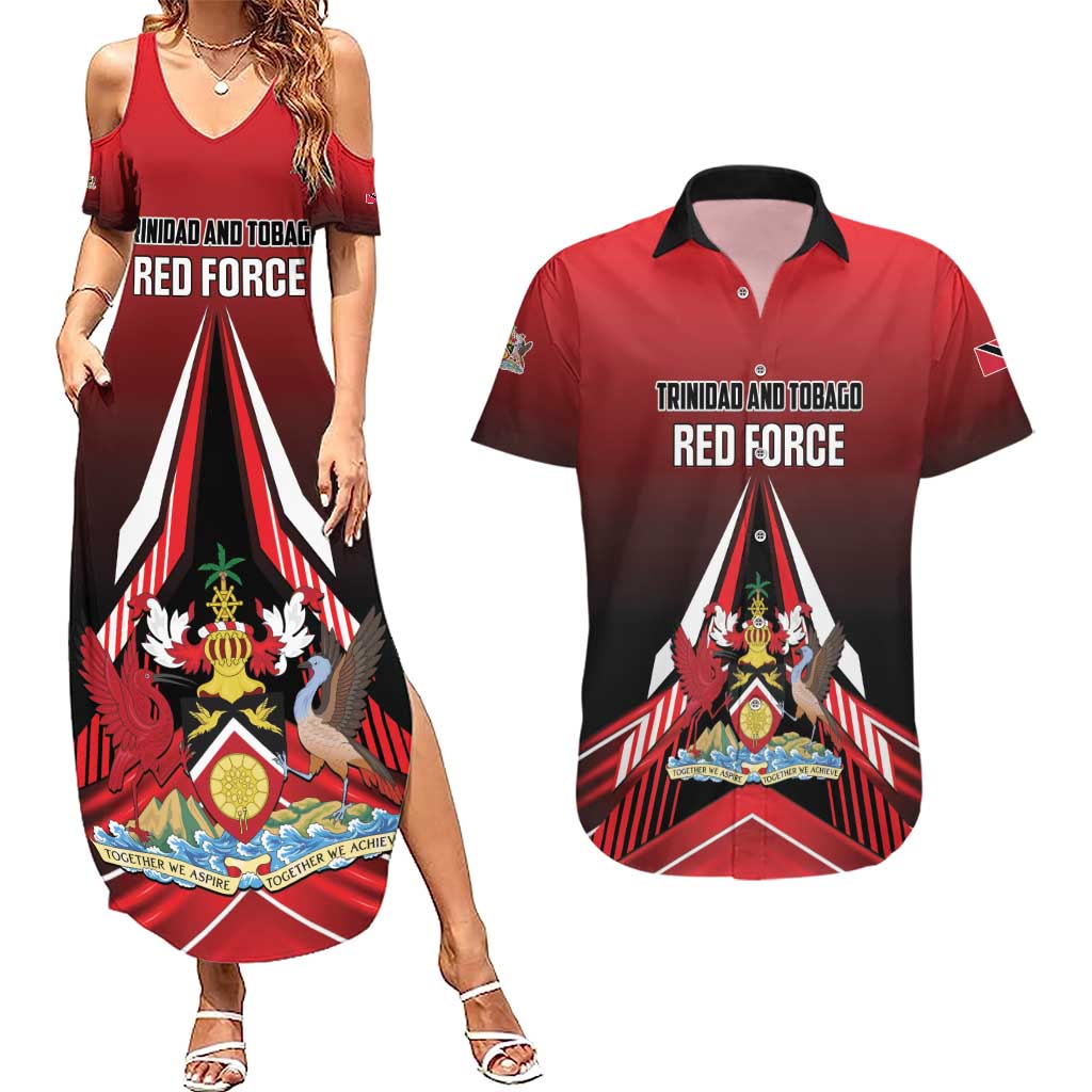 Custom Cricket Trinidad and Tobago Red Force Couples Matching Summer Maxi Dress and Hawaiian Shirt Go Champion