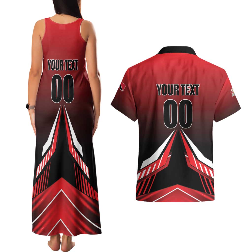 Custom Cricket Trinidad and Tobago Red Force Couples Matching Tank Maxi Dress and Hawaiian Shirt Go Champion