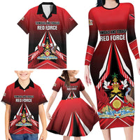 Custom Cricket Trinidad and Tobago Red Force Family Matching Long Sleeve Bodycon Dress and Hawaiian Shirt Go Champion