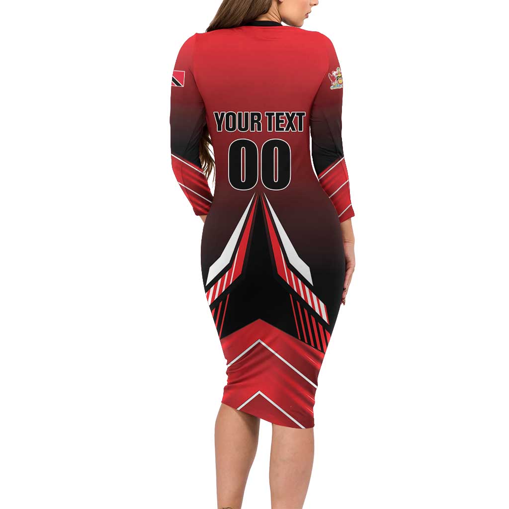 Custom Cricket Trinidad and Tobago Red Force Family Matching Long Sleeve Bodycon Dress and Hawaiian Shirt Go Champion