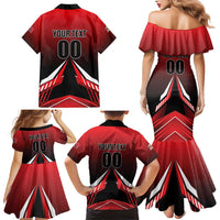 Custom Cricket Trinidad and Tobago Red Force Family Matching Mermaid Dress and Hawaiian Shirt Go Champion