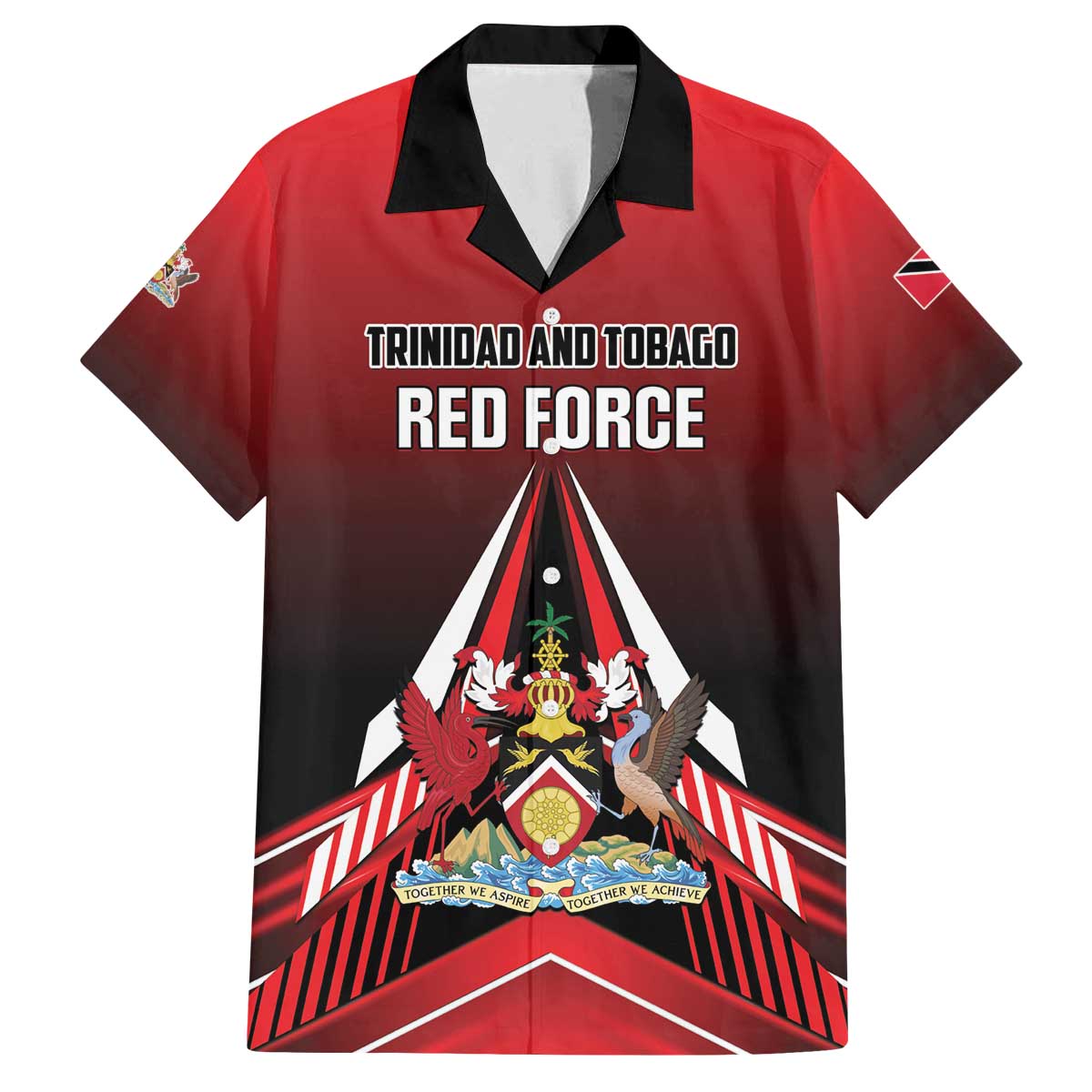 Custom Cricket Trinidad and Tobago Red Force Family Matching Off The Shoulder Long Sleeve Dress and Hawaiian Shirt Go Champion