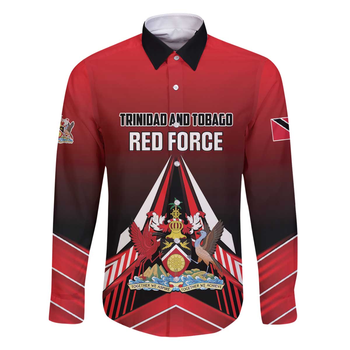 Custom Cricket Trinidad and Tobago Red Force Family Matching Off The Shoulder Long Sleeve Dress and Hawaiian Shirt Go Champion