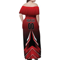 Custom Cricket Trinidad and Tobago Red Force Family Matching Off Shoulder Maxi Dress and Hawaiian Shirt Go Champion
