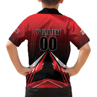 Custom Cricket Trinidad and Tobago Red Force Family Matching Off Shoulder Short Dress and Hawaiian Shirt Go Champion