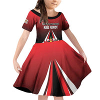 Custom Cricket Trinidad and Tobago Red Force Family Matching Off Shoulder Short Dress and Hawaiian Shirt Go Champion