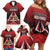 Custom Cricket Trinidad and Tobago Red Force Family Matching Off Shoulder Short Dress and Hawaiian Shirt Go Champion