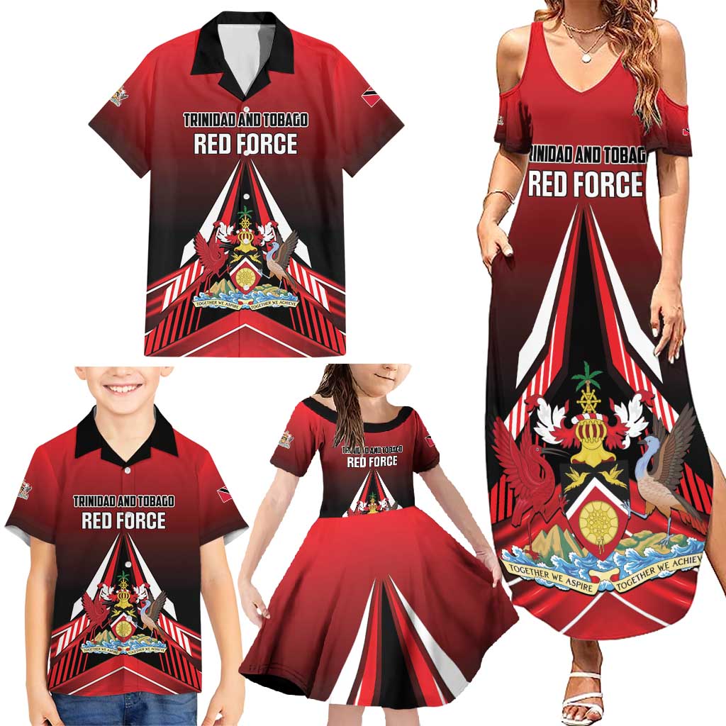 Custom Cricket Trinidad and Tobago Red Force Family Matching Summer Maxi Dress and Hawaiian Shirt Go Champion