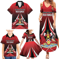 Custom Cricket Trinidad and Tobago Red Force Family Matching Summer Maxi Dress and Hawaiian Shirt Go Champion