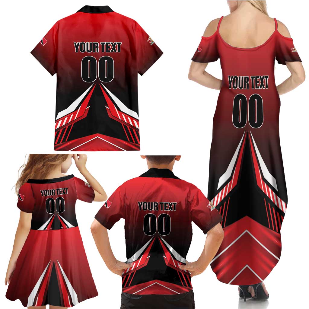 Custom Cricket Trinidad and Tobago Red Force Family Matching Summer Maxi Dress and Hawaiian Shirt Go Champion
