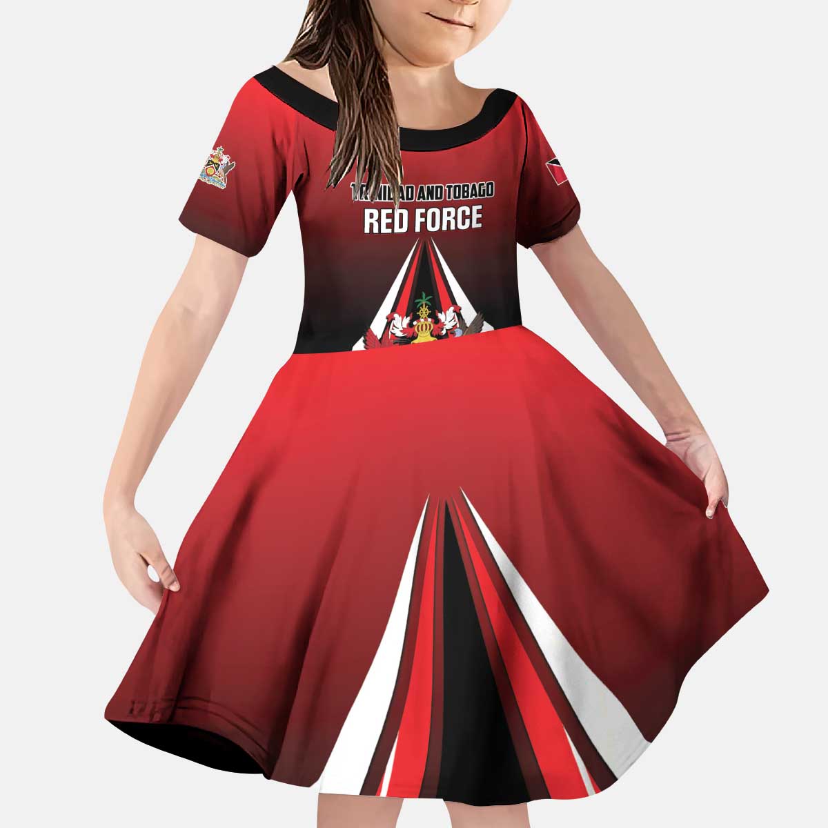 Custom Cricket Trinidad and Tobago Red Force Kid Short Sleeve Dress Go Champion