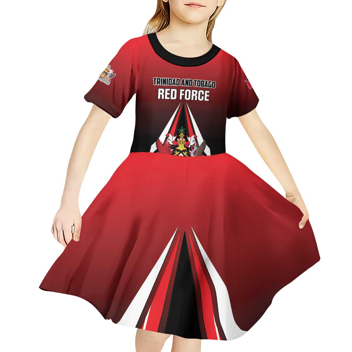 Custom Cricket Trinidad and Tobago Red Force Kid Short Sleeve Dress Go Champion