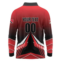 Custom Cricket Trinidad and Tobago Red Force Long Sleeve Polo Shirt Go Champion