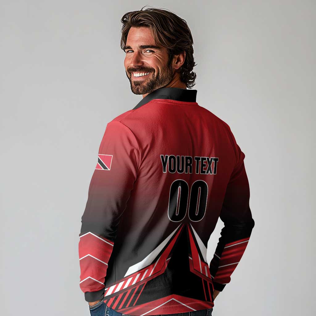 Custom Cricket Trinidad and Tobago Red Force Long Sleeve Polo Shirt Go Champion