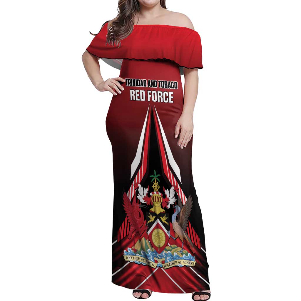 Custom Cricket Trinidad and Tobago Red Force Off Shoulder Maxi Dress Go Champion