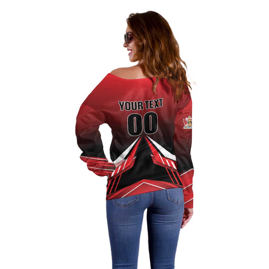 Custom Cricket Trinidad and Tobago Red Force Off Shoulder Sweater Go Champion