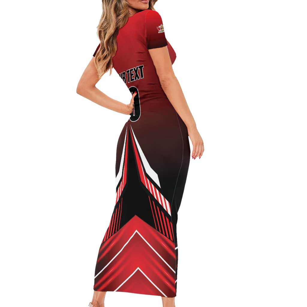 Custom Cricket Trinidad and Tobago Red Force Short Sleeve Bodycon Dress Go Champion