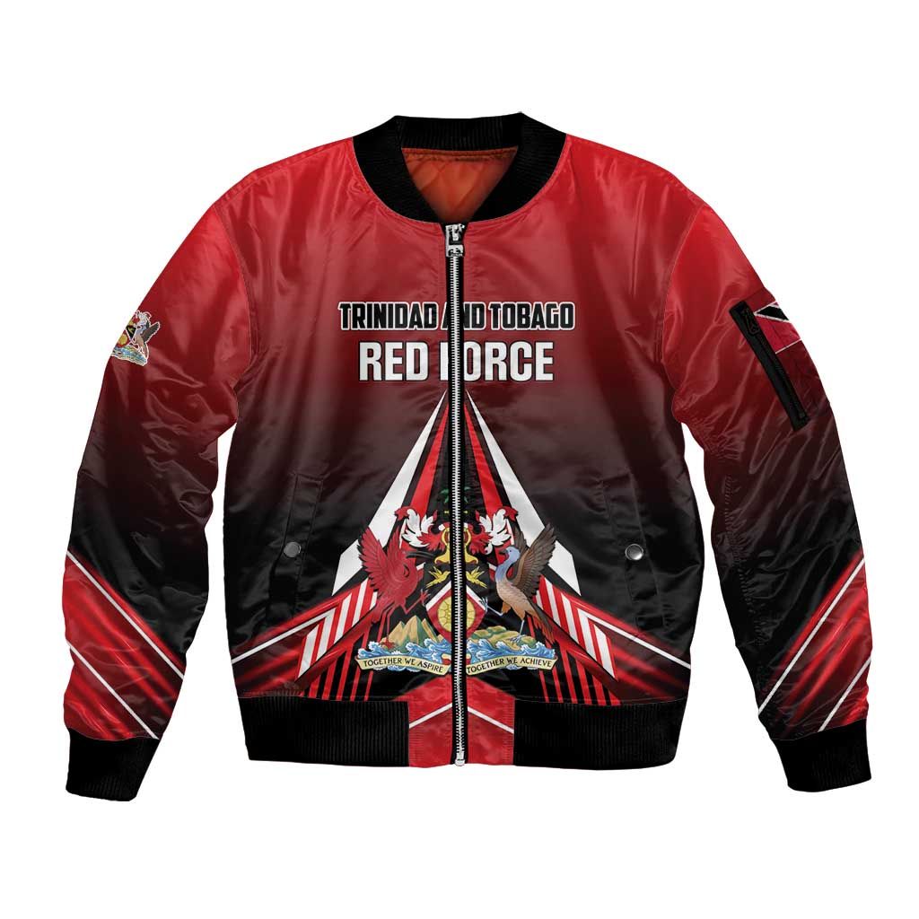 Custom Cricket Trinidad and Tobago Red Force Sleeve Zip Bomber Jacket Go Champion