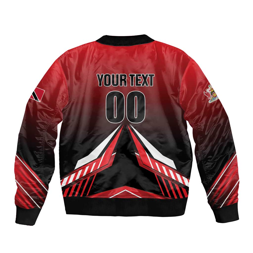 Custom Cricket Trinidad and Tobago Red Force Sleeve Zip Bomber Jacket Go Champion