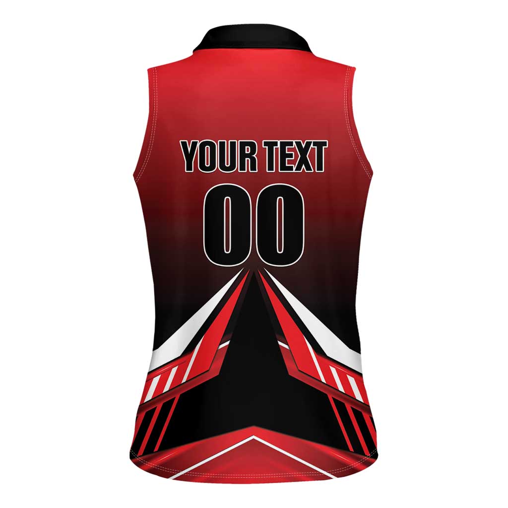 Custom Cricket Trinidad and Tobago Red Force Women Sleeveless Polo Shirt Go Champion