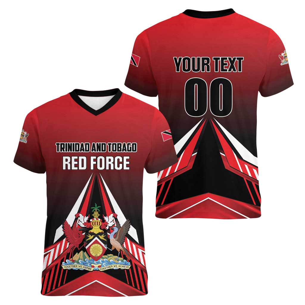 Custom Cricket Trinidad and Tobago Red Force Women V-Neck T-Shirt Go Champion