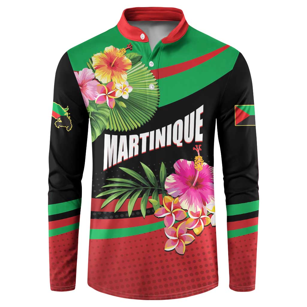 Personalized Martinique Tropical Flower Button Sweatshirt Matinik Beautiful Island