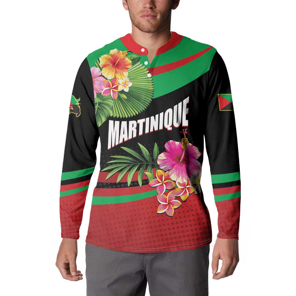 Personalized Martinique Tropical Flower Button Sweatshirt Matinik Beautiful Island