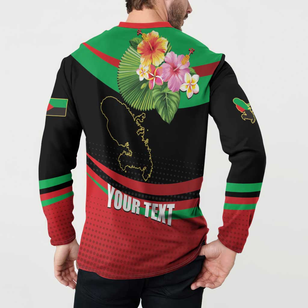 Personalized Martinique Tropical Flower Button Sweatshirt Matinik Beautiful Island