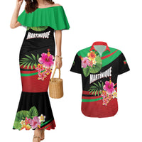 Personalized Martinique Tropical Flower Couples Matching Mermaid Dress and Hawaiian Shirt Matinik Beautiful Island