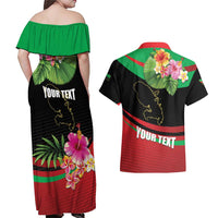 Personalized Martinique Tropical Flower Couples Matching Off Shoulder Maxi Dress and Hawaiian Shirt Matinik Beautiful Island