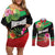 Personalized Martinique Tropical Flower Couples Matching Off Shoulder Short Dress and Long Sleeve Button Shirt Matinik Beautiful Island