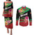 Personalized Martinique Tropical Flower Couples Matching Puletasi and Long Sleeve Button Shirt Matinik Beautiful Island