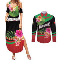 Personalized Martinique Tropical Flower Couples Matching Summer Maxi Dress and Long Sleeve Button Shirt Matinik Beautiful Island