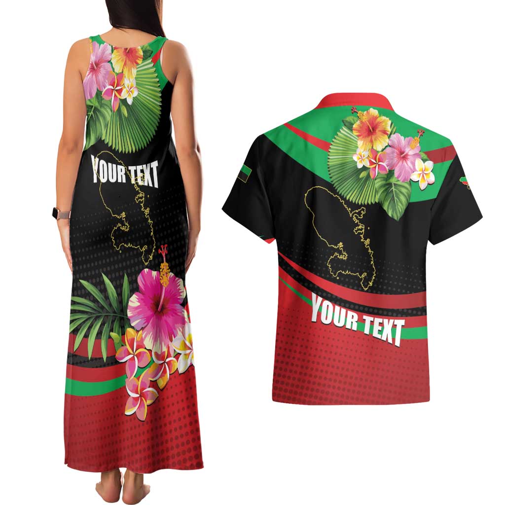 Personalized Martinique Tropical Flower Couples Matching Tank Maxi Dress and Hawaiian Shirt Matinik Beautiful Island