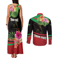Personalized Martinique Tropical Flower Couples Matching Tank Maxi Dress and Long Sleeve Button Shirt Matinik Beautiful Island