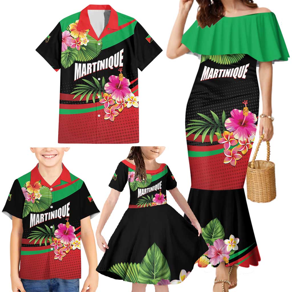 Personalized Martinique Tropical Flower Family Matching Mermaid Dress and Hawaiian Shirt Matinik Beautiful Island