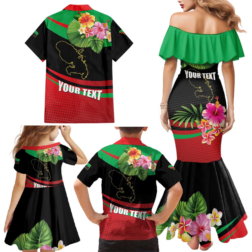 Personalized Martinique Tropical Flower Family Matching Mermaid Dress and Hawaiian Shirt Matinik Beautiful Island