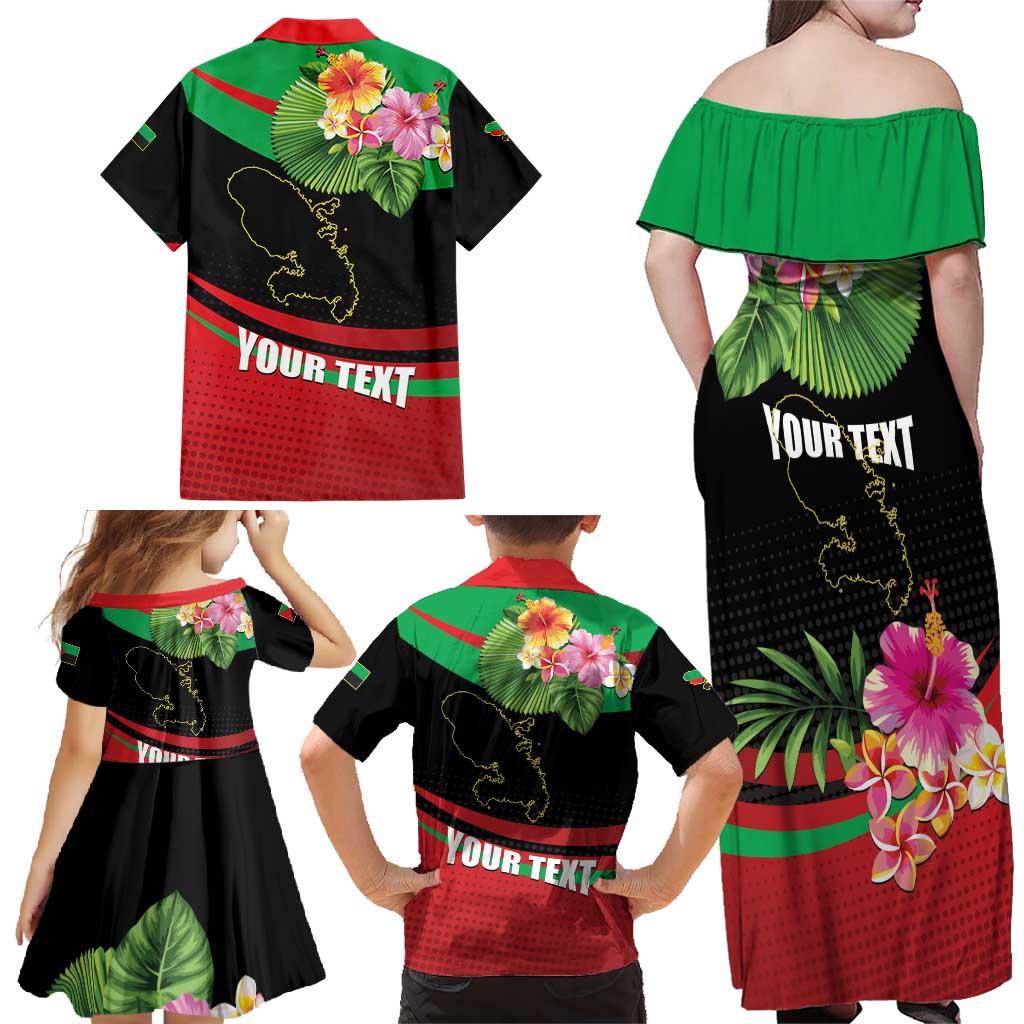 Personalized Martinique Tropical Flower Family Matching Off Shoulder Maxi Dress and Hawaiian Shirt Matinik Beautiful Island