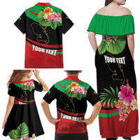 Personalized Martinique Tropical Flower Family Matching Off Shoulder Maxi Dress and Hawaiian Shirt Matinik Beautiful Island
