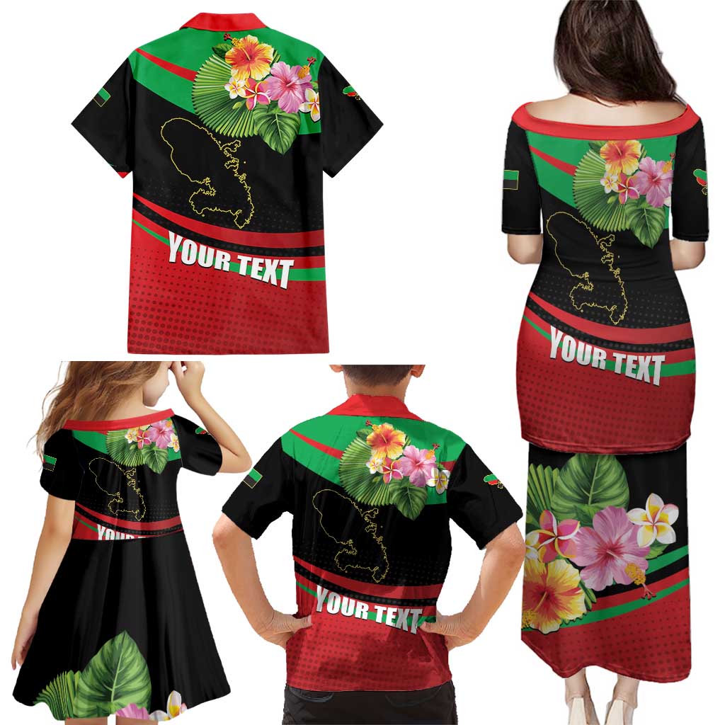 Personalized Martinique Tropical Flower Family Matching Puletasi and Hawaiian Shirt Matinik Beautiful Island