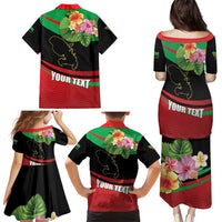 Personalized Martinique Tropical Flower Family Matching Puletasi and Hawaiian Shirt Matinik Beautiful Island