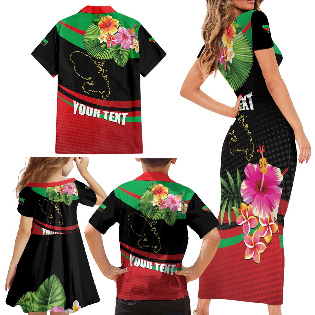 Personalized Martinique Tropical Flower Family Matching Short Sleeve Bodycon Dress and Hawaiian Shirt Matinik Beautiful Island
