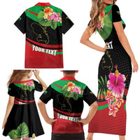 Personalized Martinique Tropical Flower Family Matching Short Sleeve Bodycon Dress and Hawaiian Shirt Matinik Beautiful Island