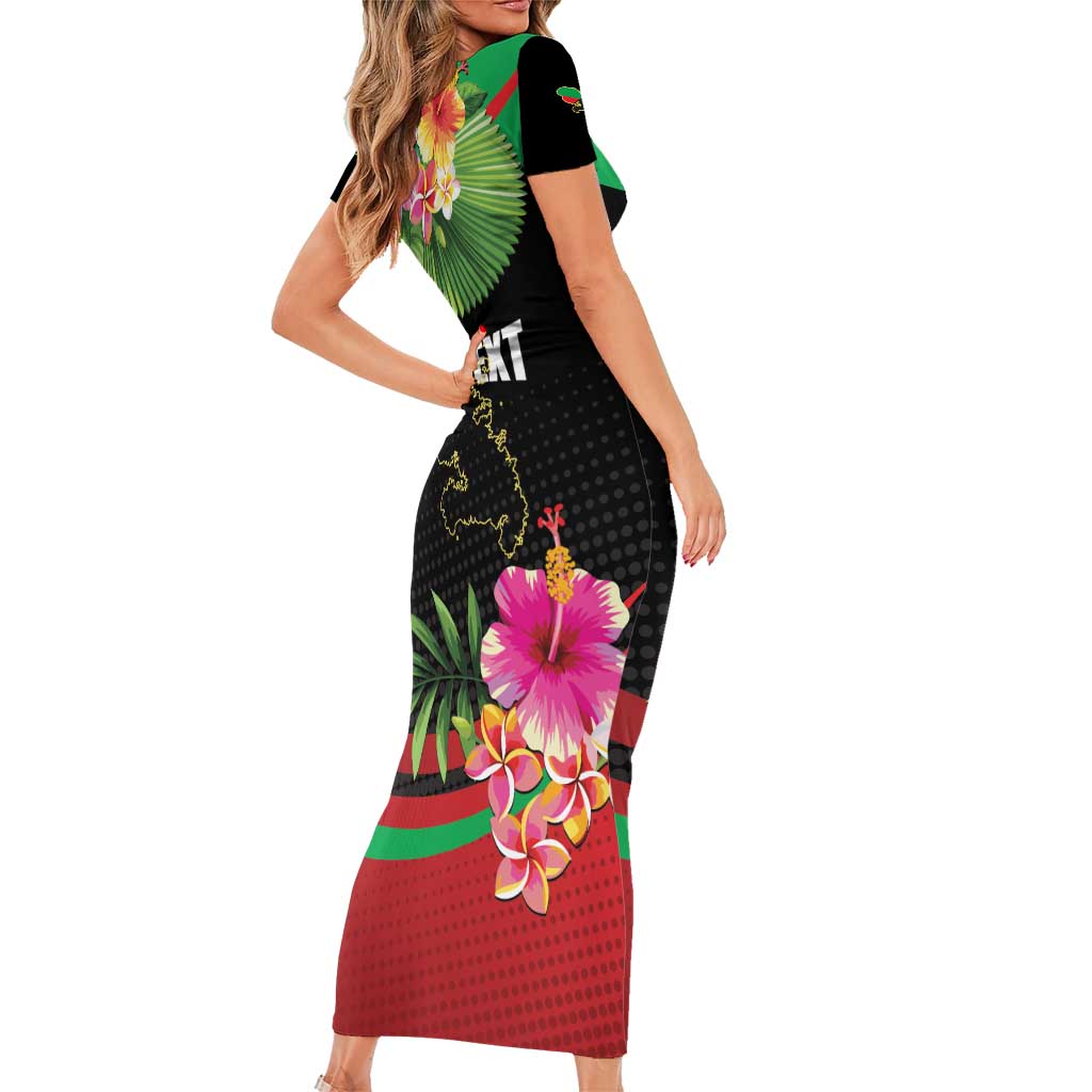 Personalized Martinique Tropical Flower Family Matching Short Sleeve Bodycon Dress and Hawaiian Shirt Matinik Beautiful Island