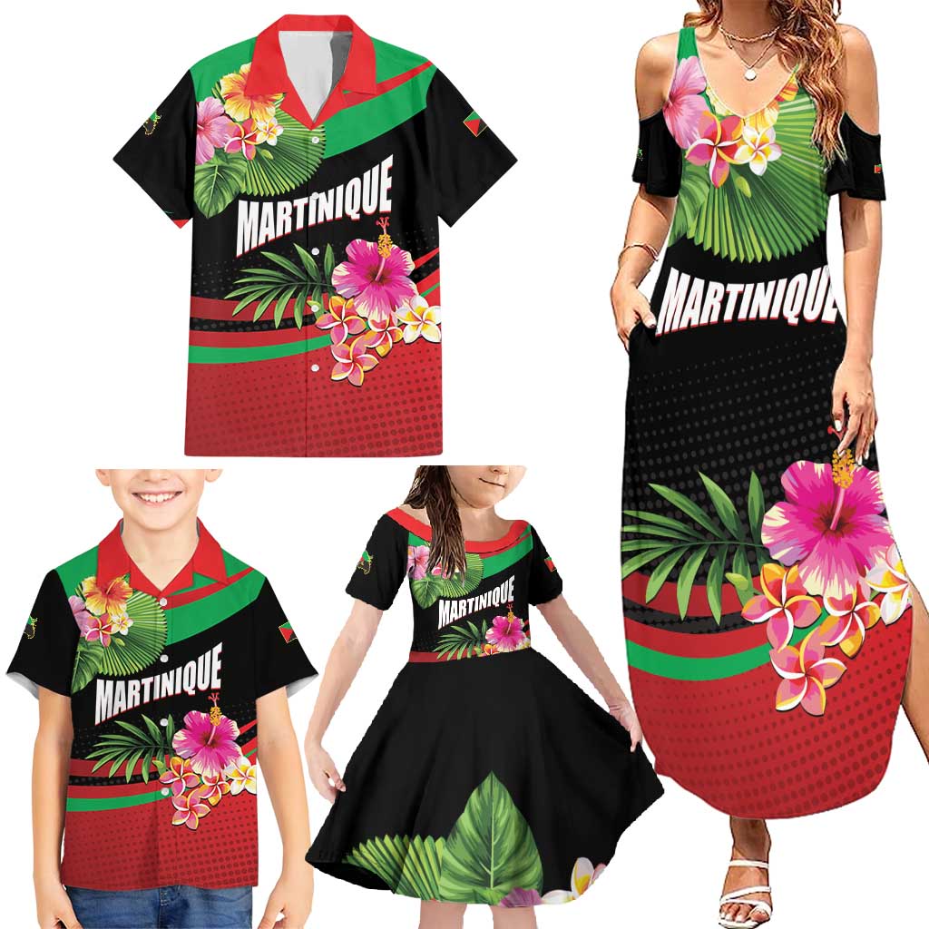 Personalized Martinique Tropical Flower Family Matching Summer Maxi Dress and Hawaiian Shirt Matinik Beautiful Island